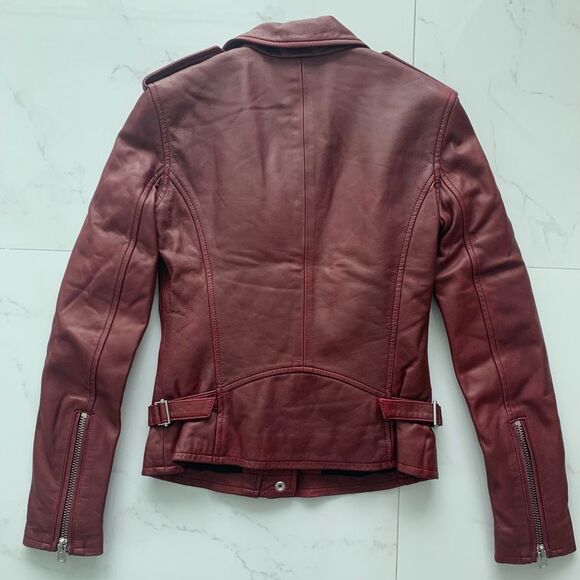 NWT IRO NEWHAN HAN LAMB JACKET RED BROWN CAMEL - Picture 5 of 7